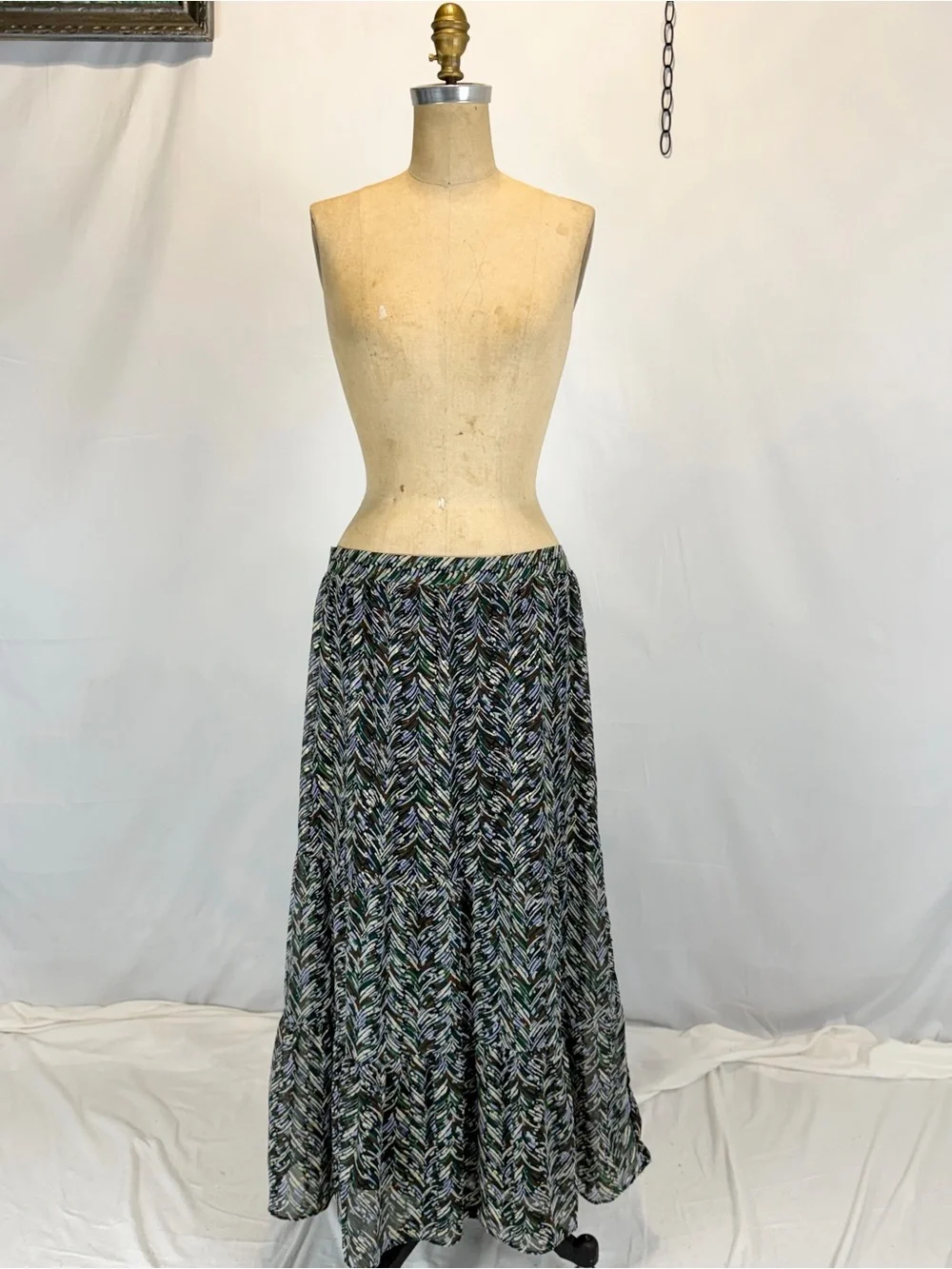 Multicolor earthy skirt long maxi elastic pull on waist plus size abstract artsy